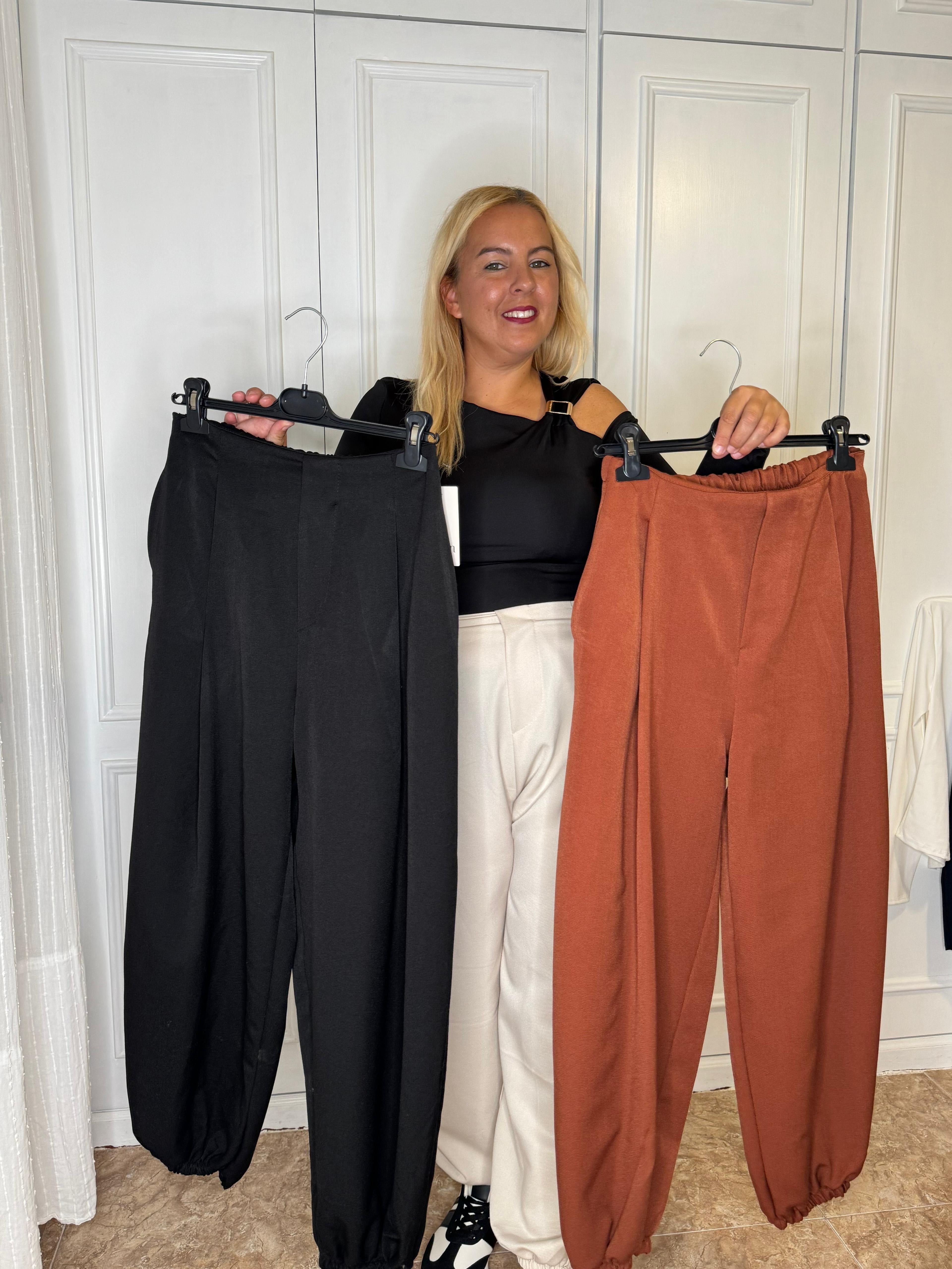 Pantalón Pliegues Balloon Negro