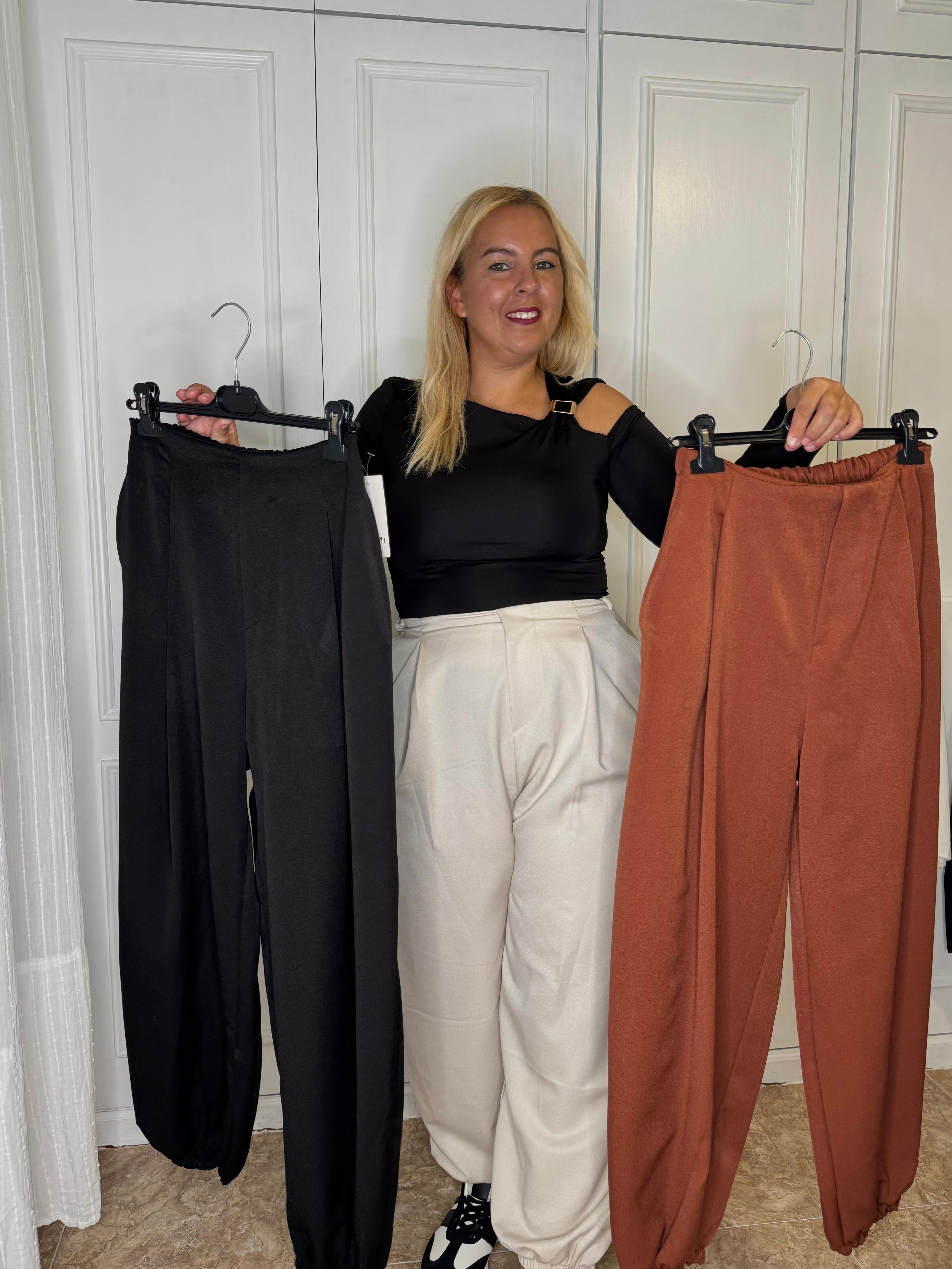 Pantalón Pliegues Ballon Beig