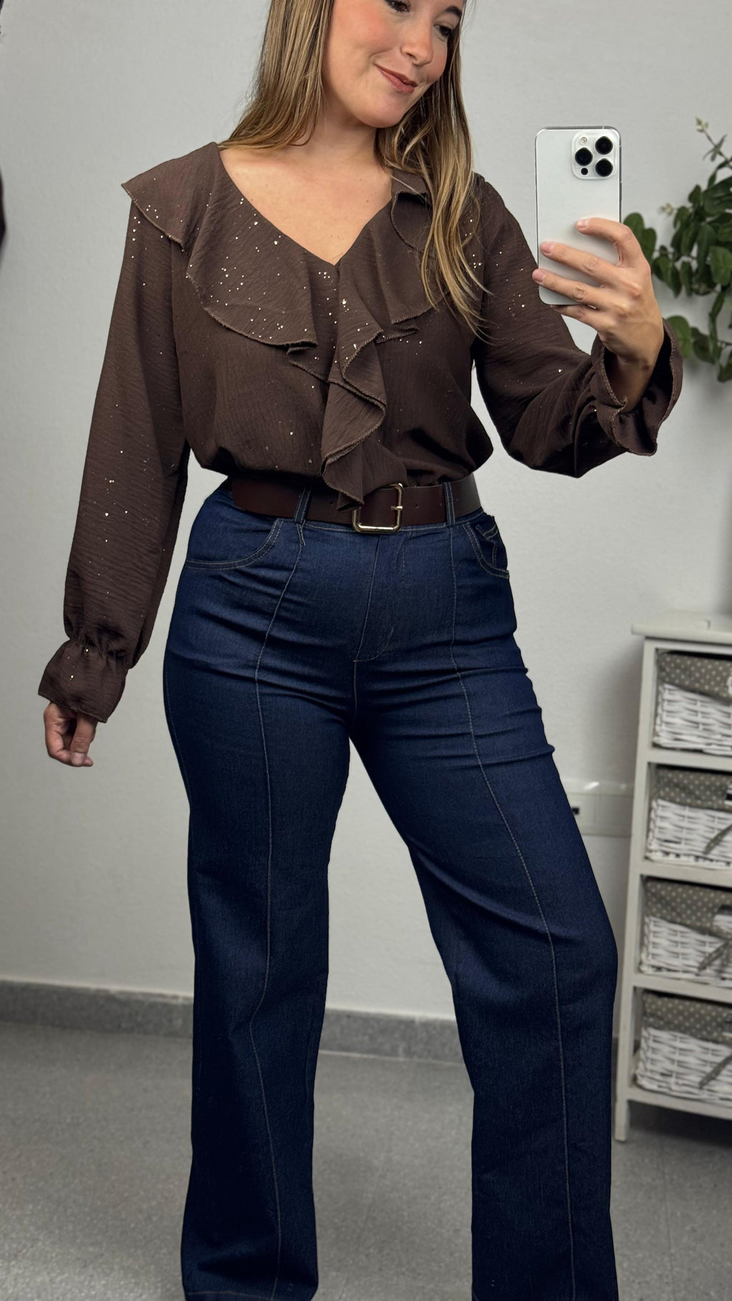 Camisa Volante Marrón