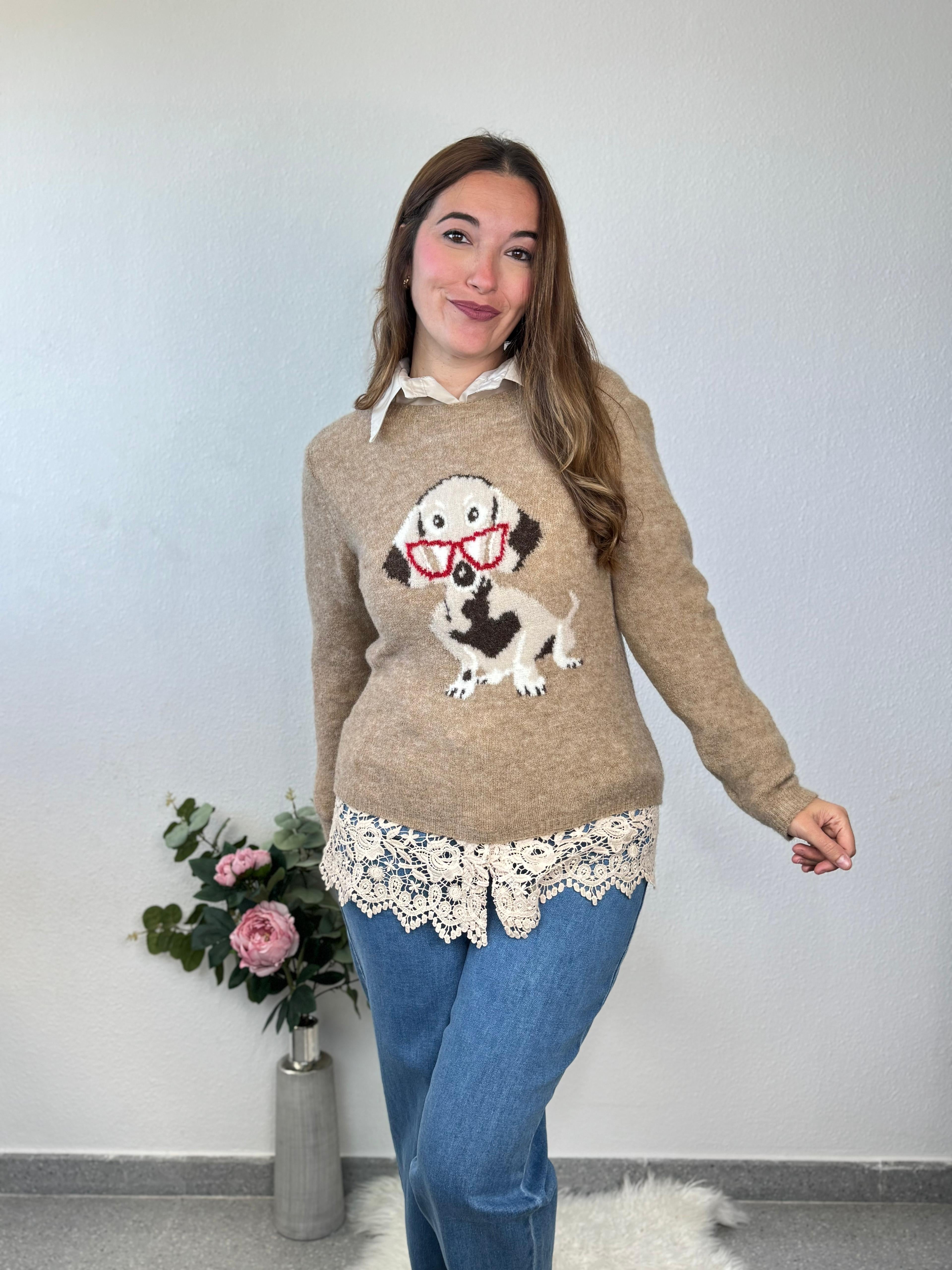 Camisa Beige Bajo Puntilla