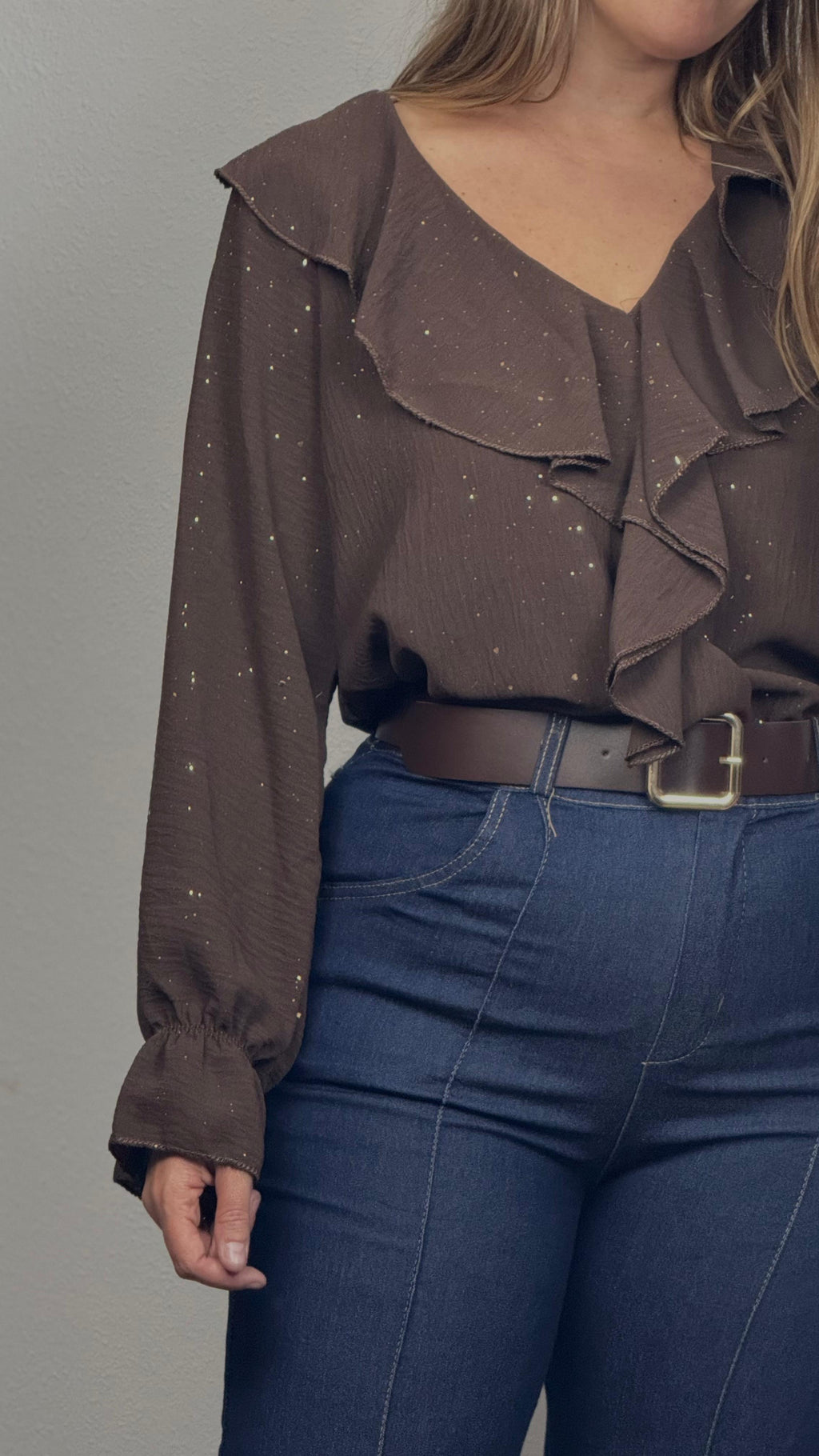 Camisa Volante Marrón