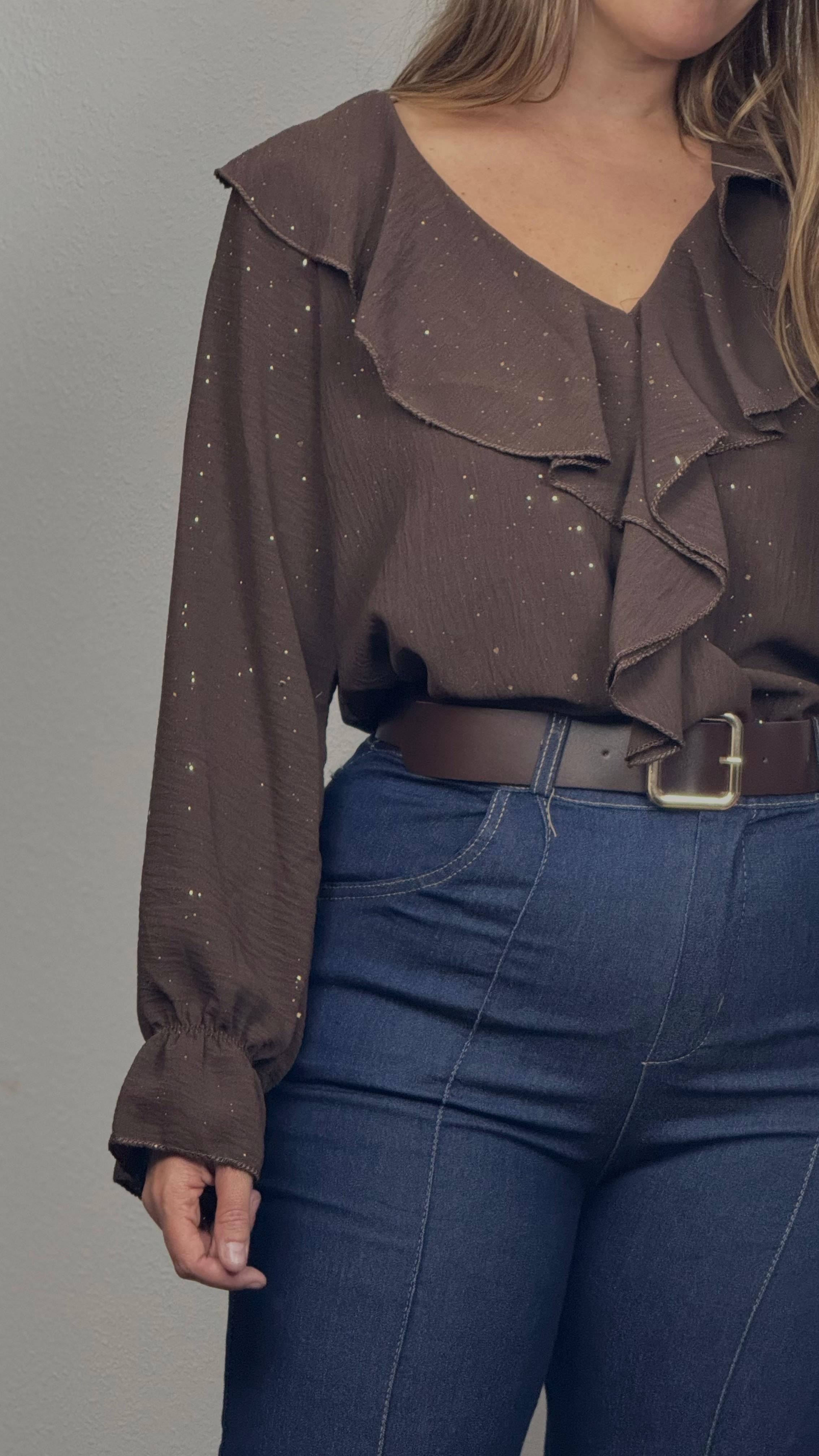 Camisa Volante Marrón